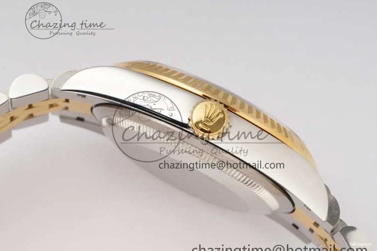 DIWF 904L SA3235 1:1 YG DateJust on Steel Bracelet Jubilee 36mm Best SS Markers Gray Dial Edition Green 0404